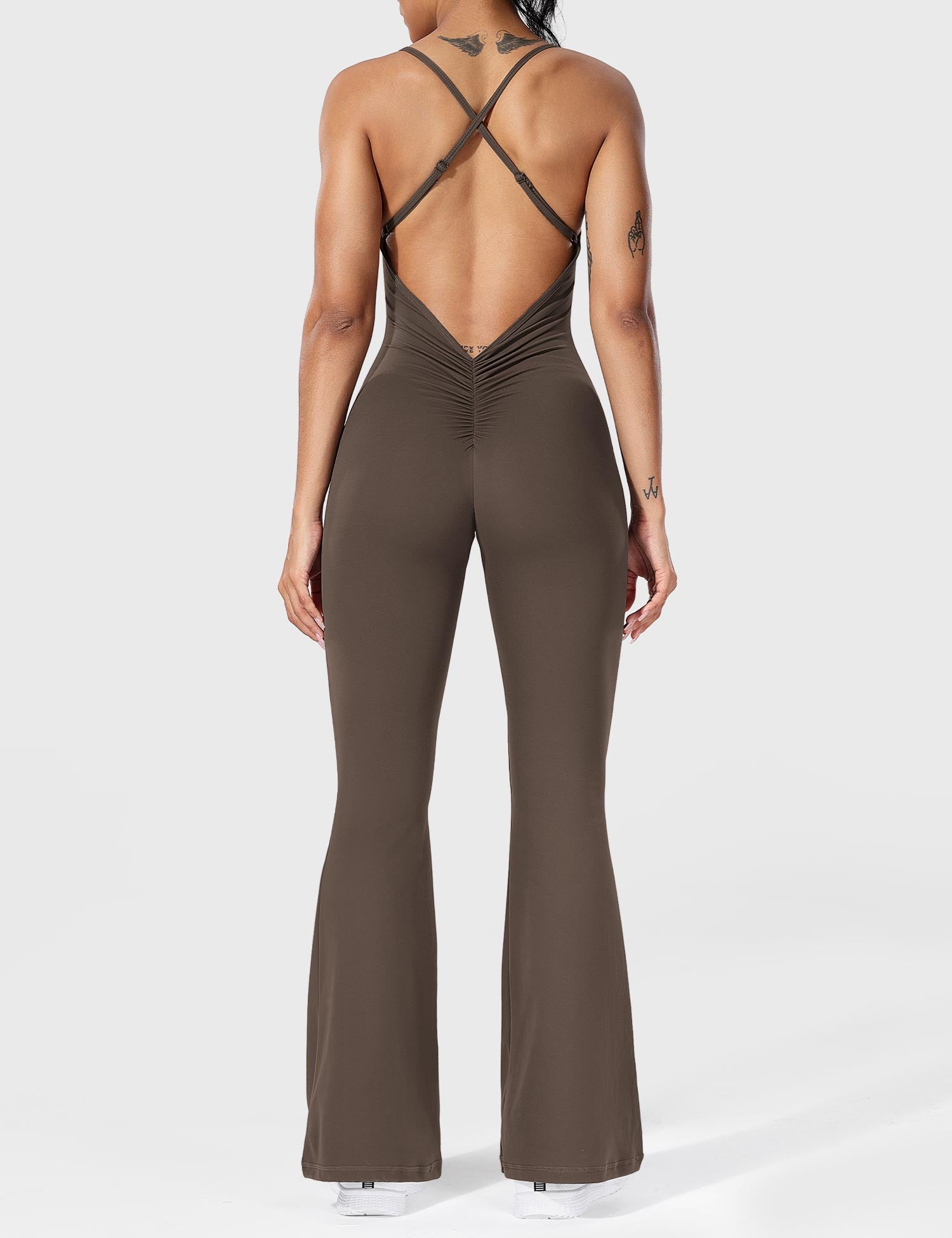 Yeoreo Liza V-Back Cross Flared Jumpsuit