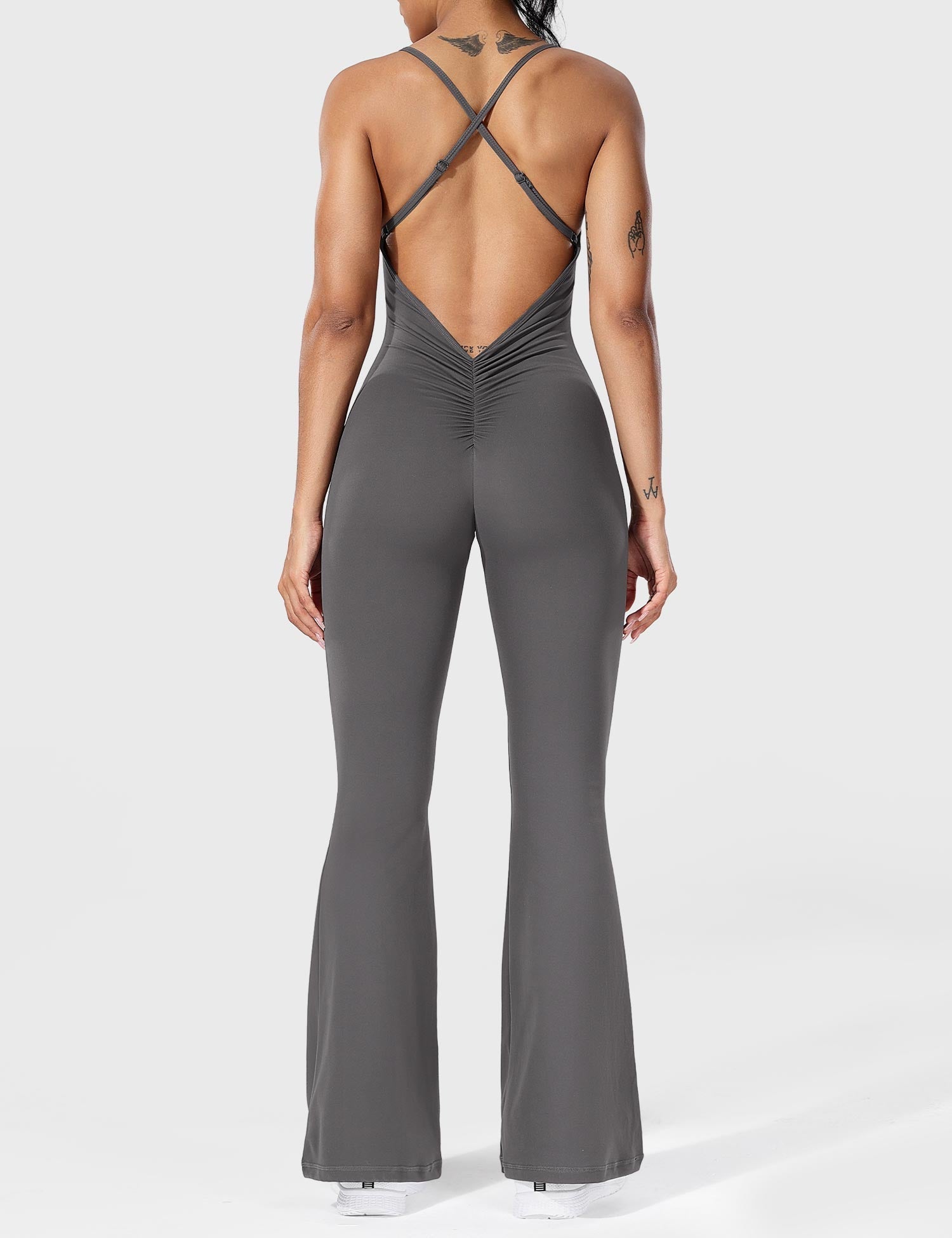 Yeoreo Liza V-Back Cross Flared Jumpsuit