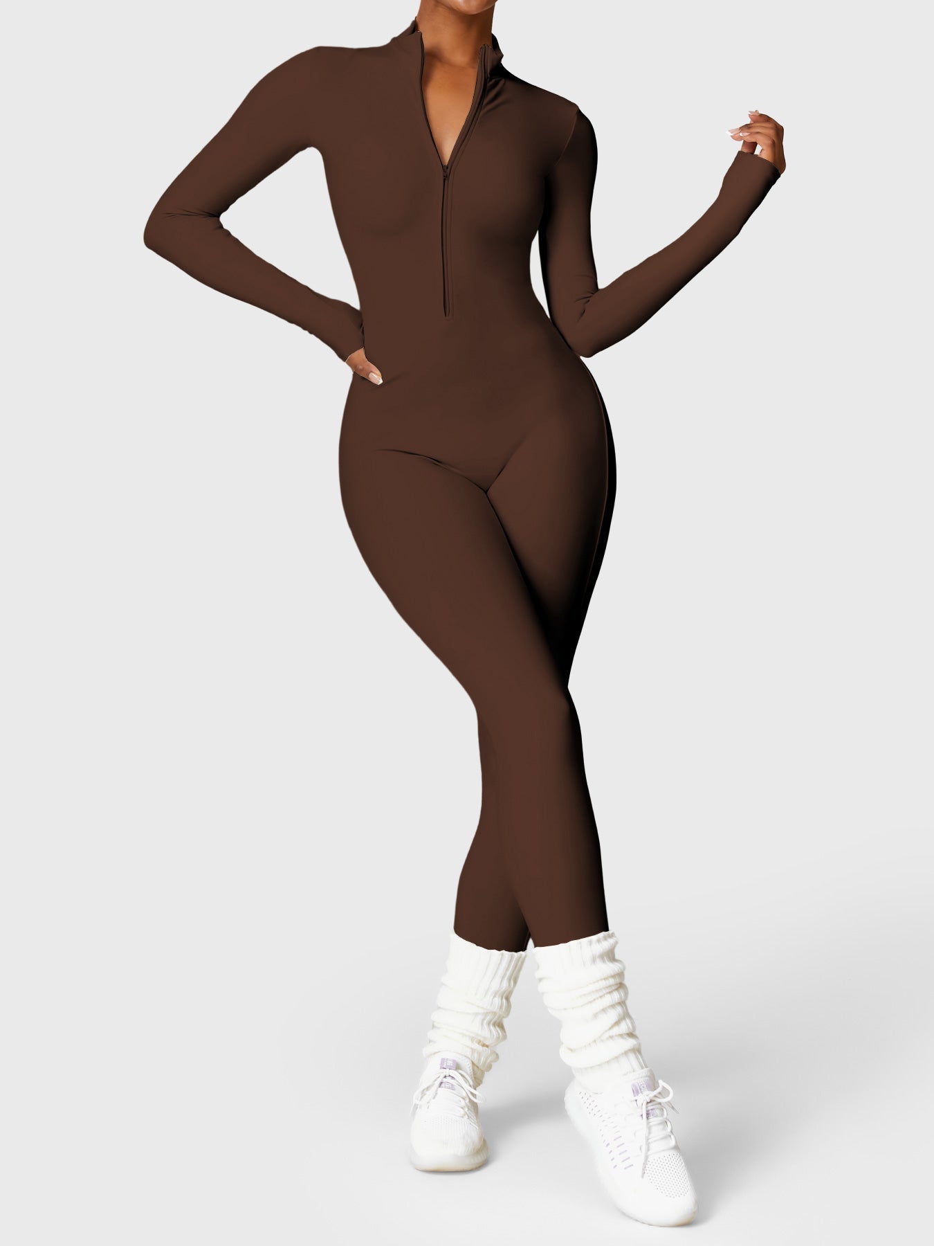 Yeoreo Belle Fleece Long Sleeve Zipper Jumpsuit