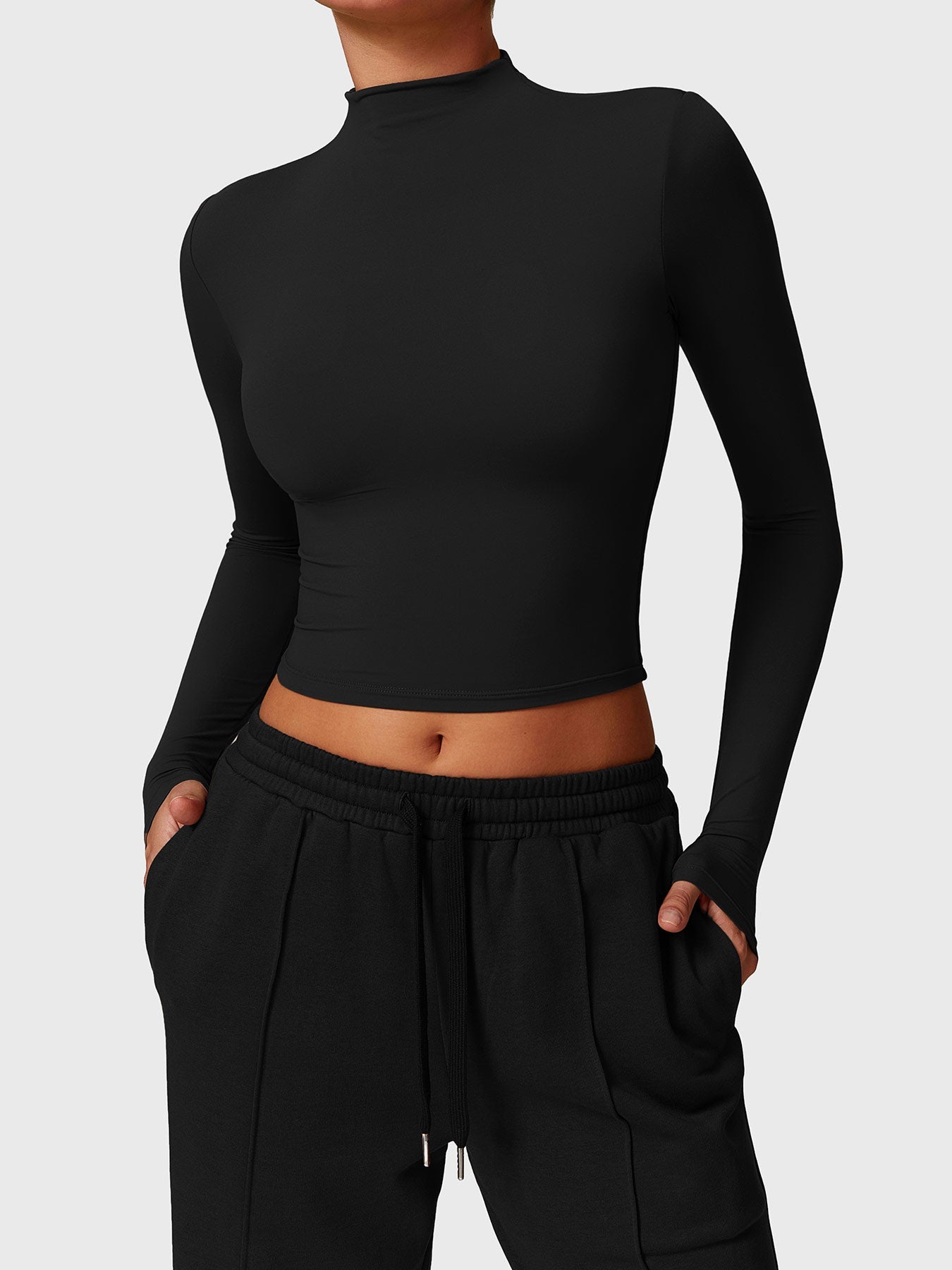 Yeoreo Alma Turtle Neck Long Sleeve Crop Top